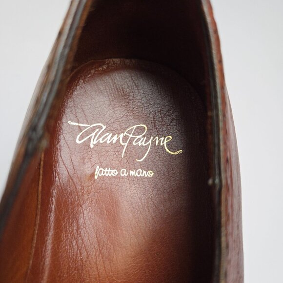 Alan Payne Deer Leather Oxford Split Toe Shoes Handmade 8.5 M Winbley Cognac - Picture 8 of 11